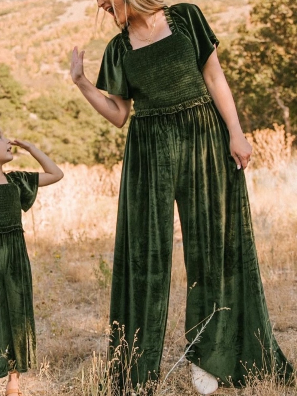 IVY CITY CO | Green Velvet Jumpsuit